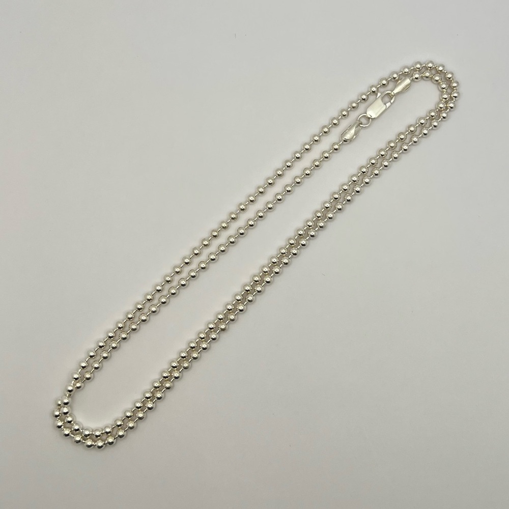 Brand New Italy 926 Sterling 3mm Ball Chain Necklace 26”